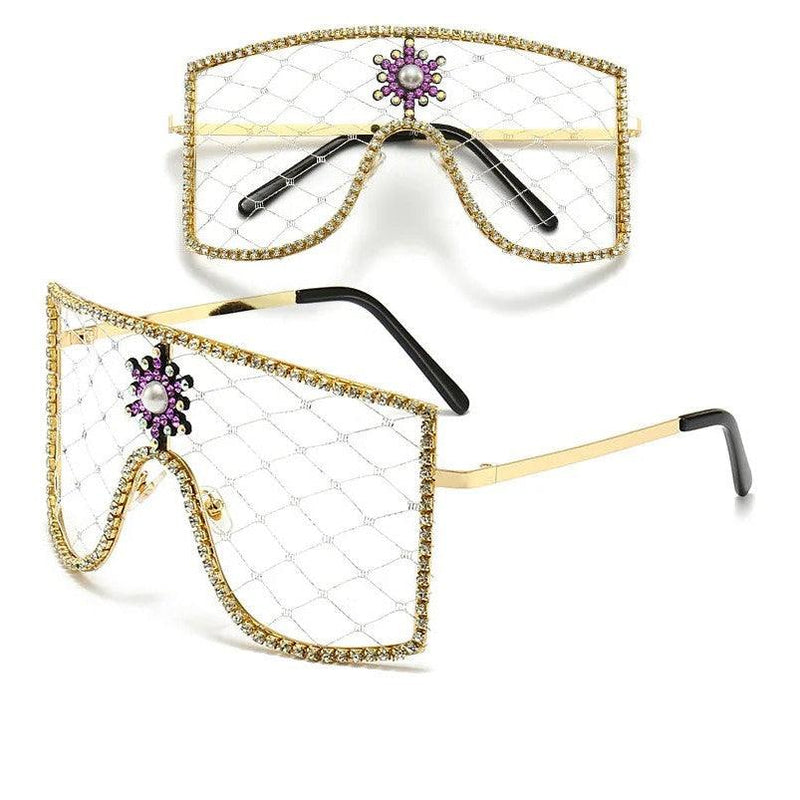 Glamorous Rhinestone-Studded Steampunk Oversized Sunglasses for Trendsetters - Lucid Fantasy 