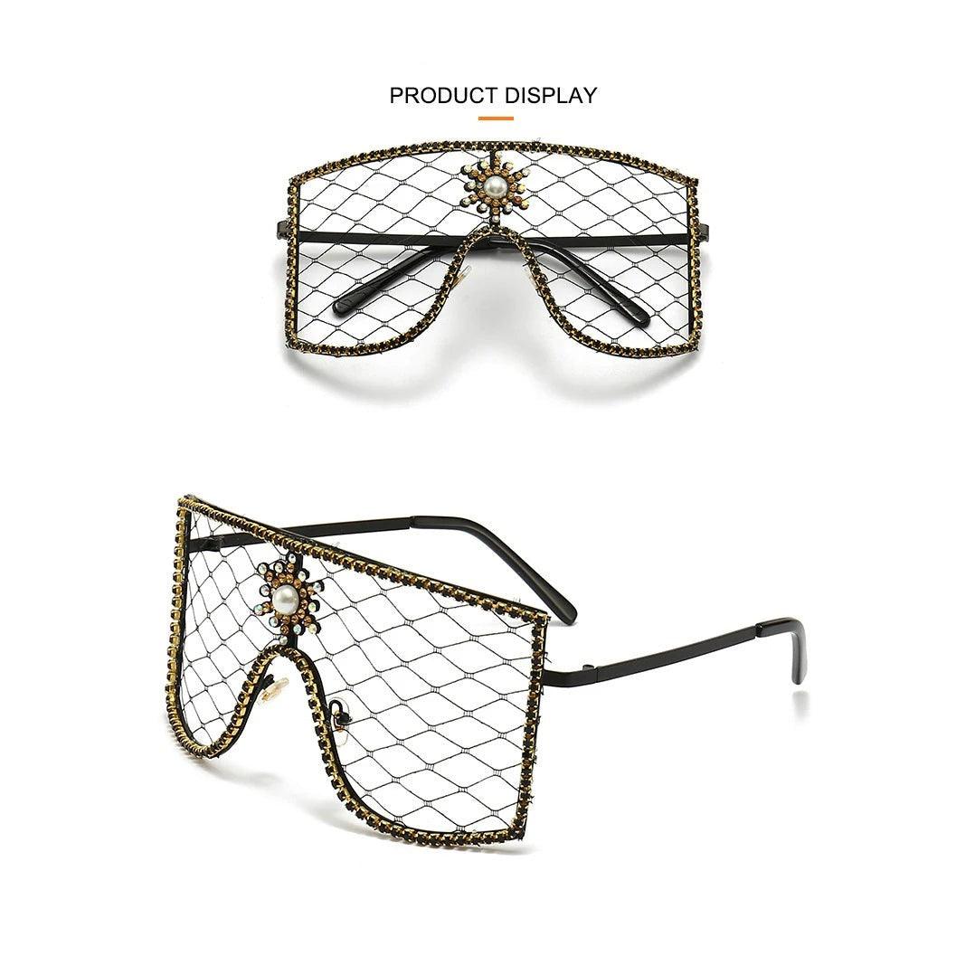 Glamorous Rhinestone-Studded Steampunk Oversized Sunglasses for Trendsetters - Lucid Fantasy 