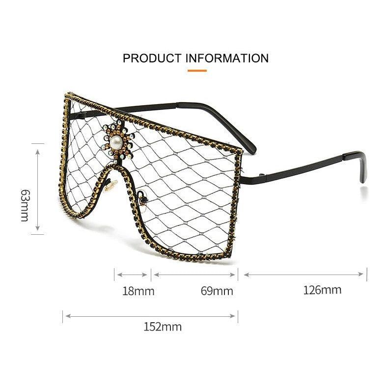 Glamorous Rhinestone-Studded Steampunk Oversized Sunglasses for Trendsetters - Lucid Fantasy 