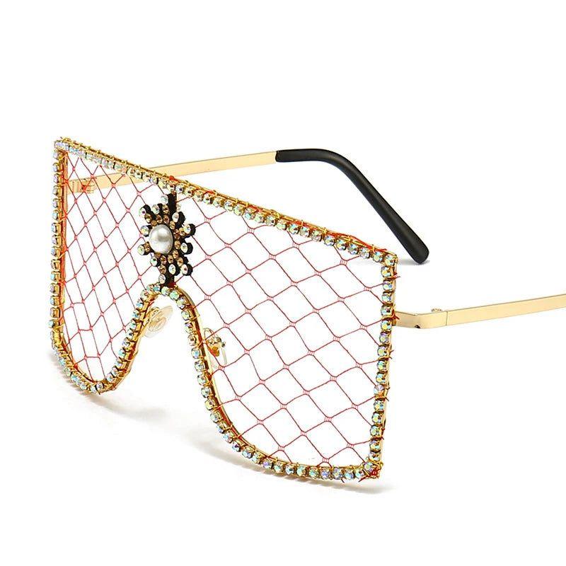 Glamorous Rhinestone-Studded Steampunk Oversized Sunglasses for Trendsetters - Lucid Fantasy 