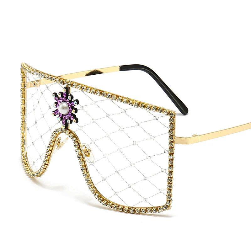 Glamorous Rhinestone-Studded Steampunk Oversized Sunglasses for Trendsetters - Lucid Fantasy 