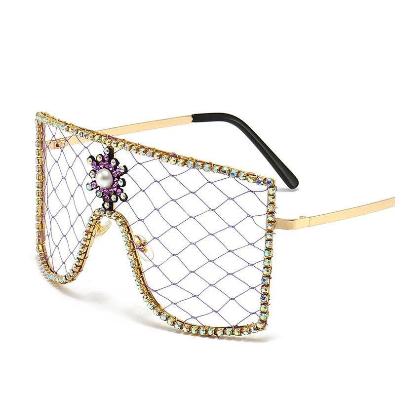 Glamorous Rhinestone-Studded Steampunk Oversized Sunglasses for Trendsetters - Lucid Fantasy 