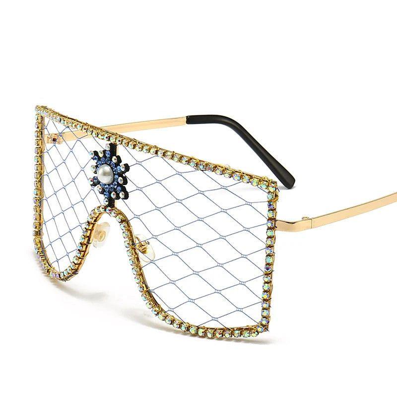 Glamorous Rhinestone-Studded Steampunk Oversized Sunglasses for Trendsetters - Lucid Fantasy 