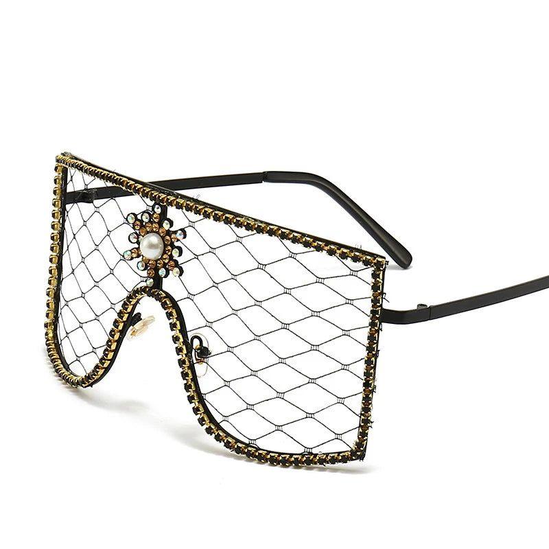 Glamorous Rhinestone-Studded Steampunk Oversized Sunglasses for Trendsetters - Lucid Fantasy 