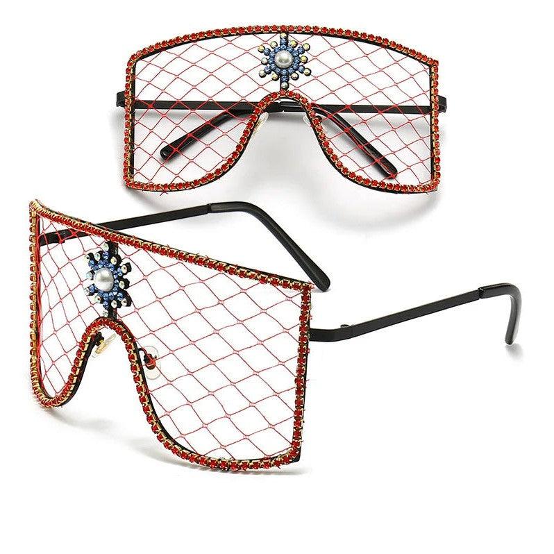 Glamorous Rhinestone-Studded Steampunk Oversized Sunglasses for Trendsetters - Lucid Fantasy 