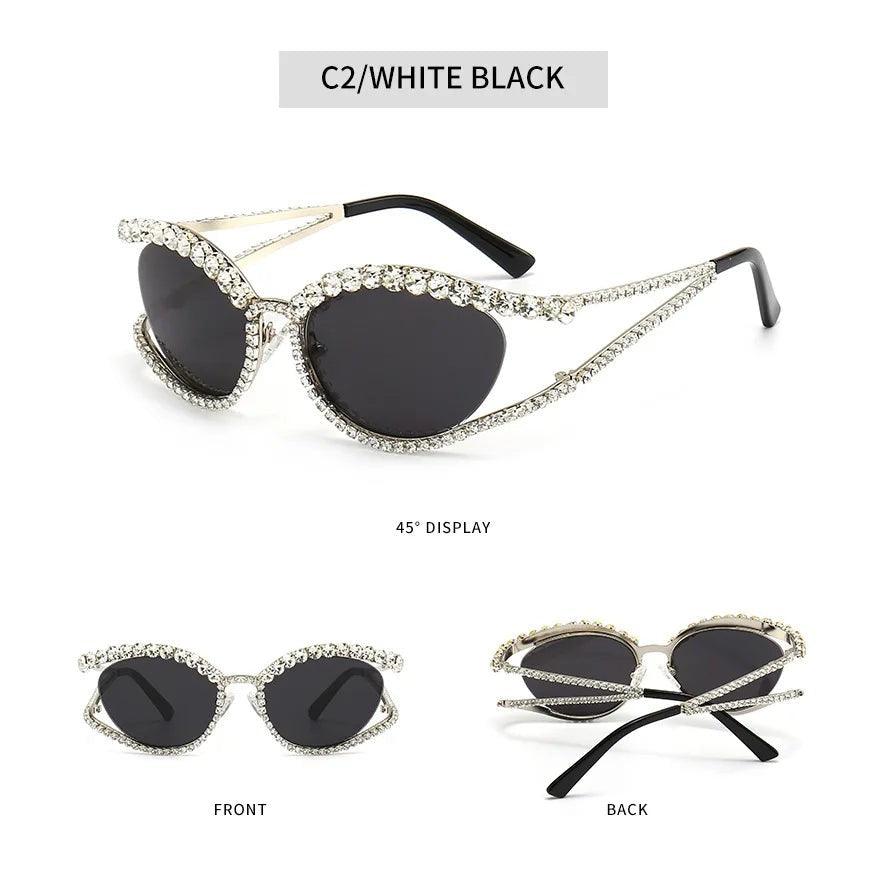 Glamorous Rhinestone-Studded Sunglasses for Party Fashion - Lucid Fantasy 