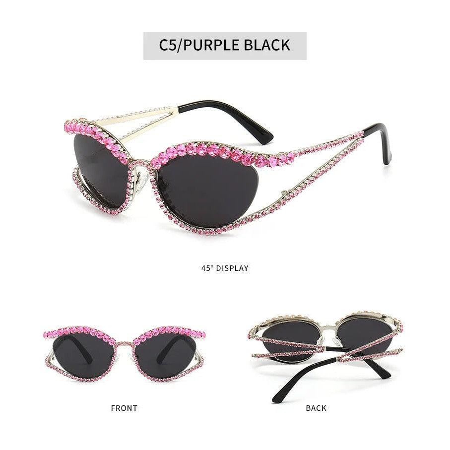 Glamorous Rhinestone-Studded Sunglasses for Party Fashion - Lucid Fantasy 