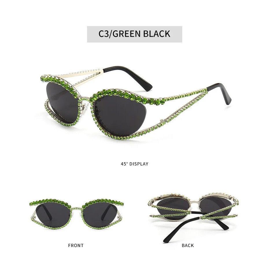 Glamorous Rhinestone-Studded Sunglasses for Party Fashion - Lucid Fantasy 