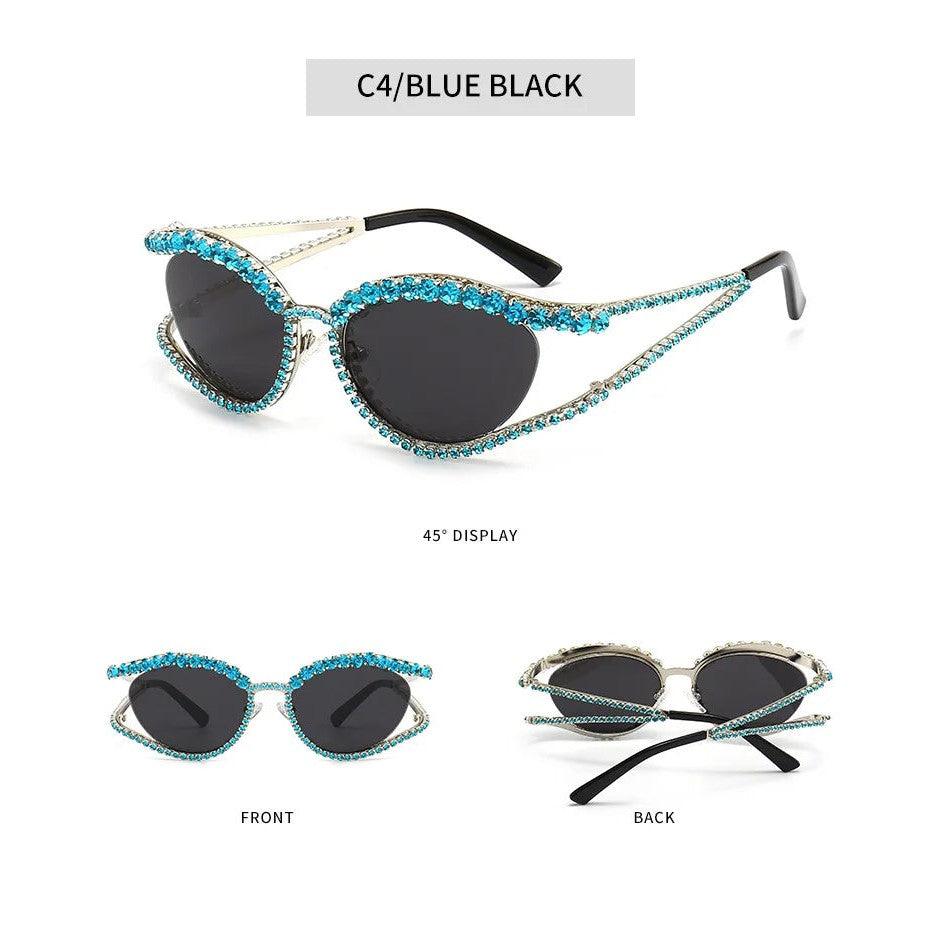 Glamorous Rhinestone-Studded Sunglasses for Party Fashion - Lucid Fantasy 