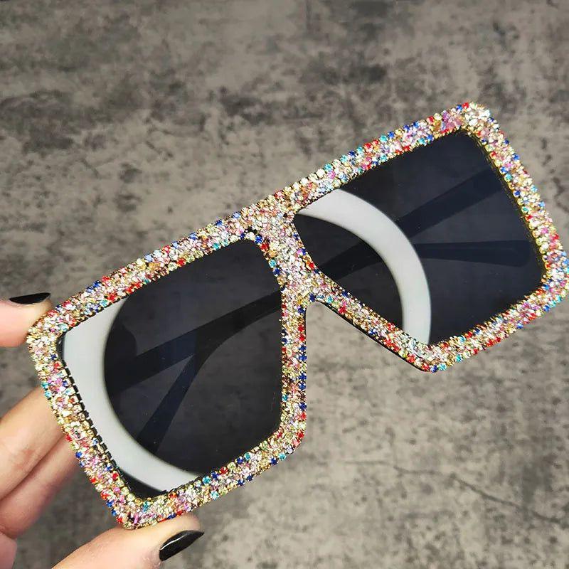 Glitzy Rhinestone Square Sunglasses with UV Protection - Lucid Fantasy 