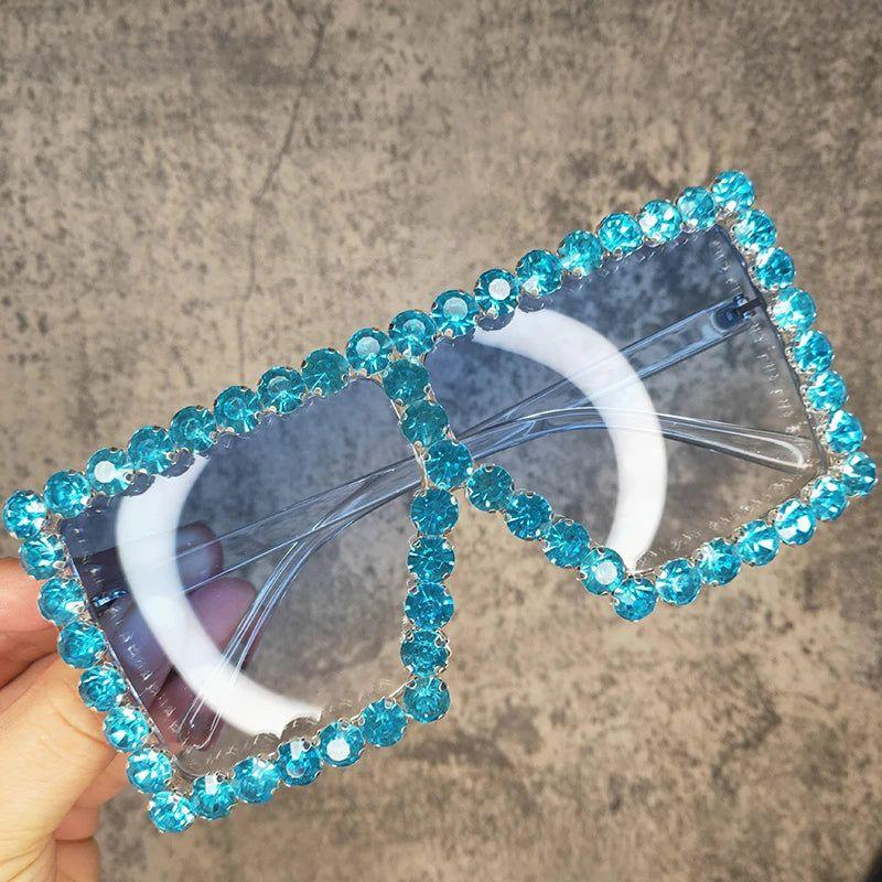 Glitzy Rhinestone Square Sunglasses with UV Protection - Lucid Fantasy 