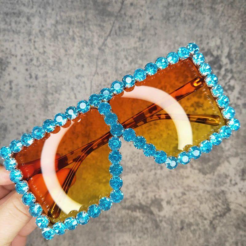 Glitzy Rhinestone Square Sunglasses with UV Protection - Lucid Fantasy 