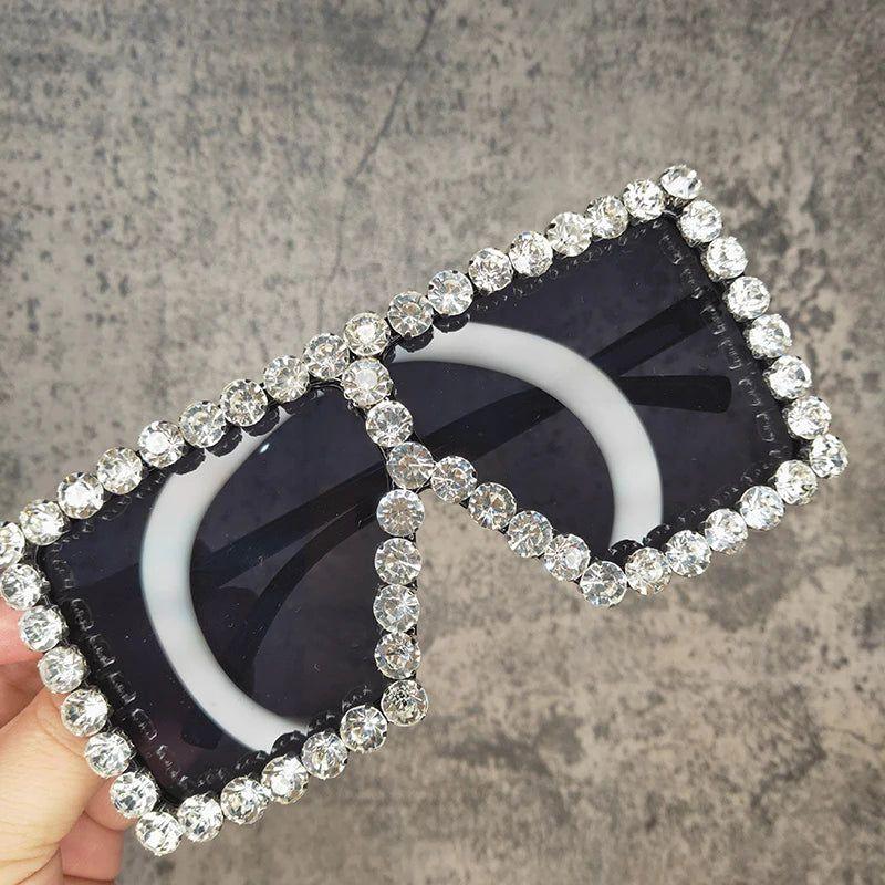 Glitzy Rhinestone Square Sunglasses with UV Protection - Lucid Fantasy 