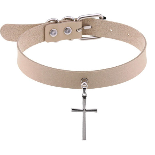 Gothic Cross Drop Pendant Tassel Choker Necklace