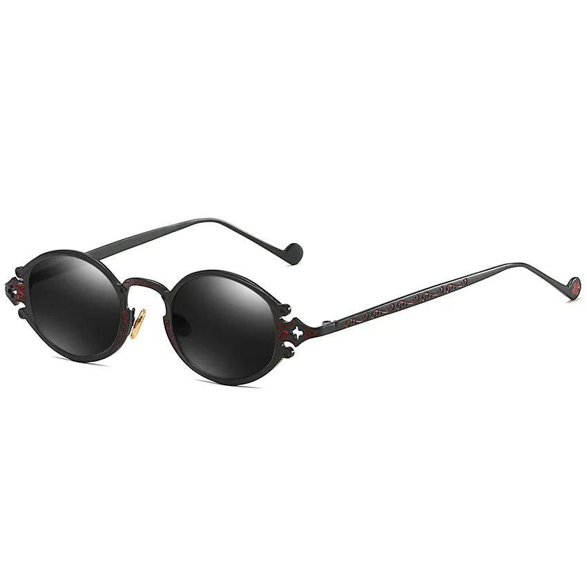 Gothic Steampunk Oval Punk Sunglasses - Retro Metal Fashion Shades - Lucid Fantasy 