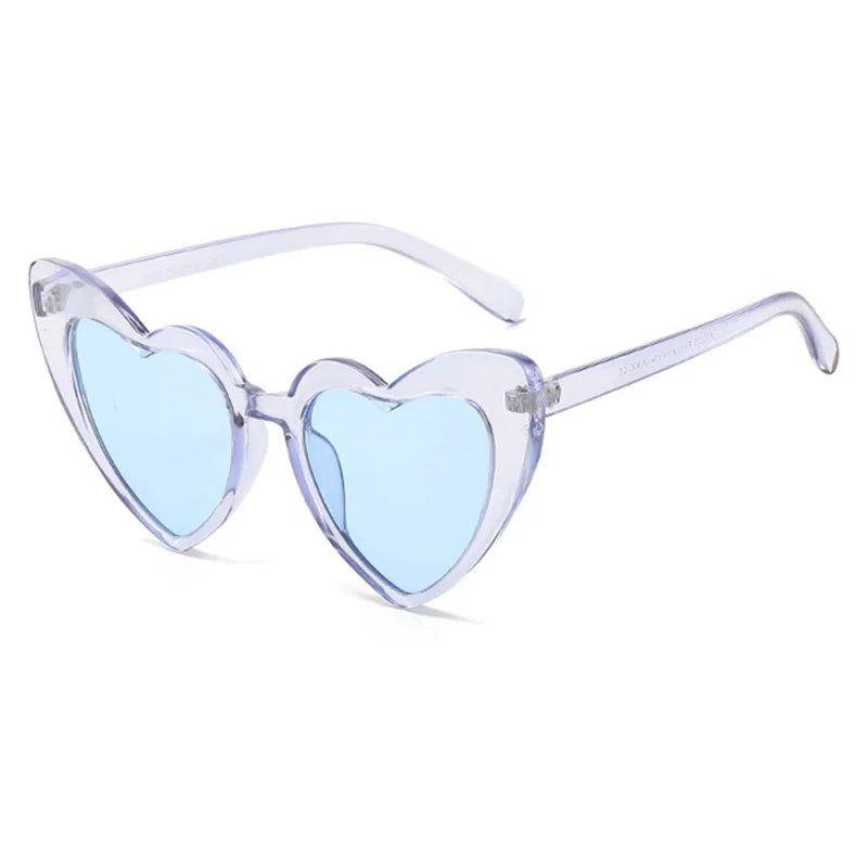 Heart-Shaped Cat Eye Sunglasses with Metal Hinge - Candy Color Fashion Glasses UV400 Protection - Lucid Fantasy 