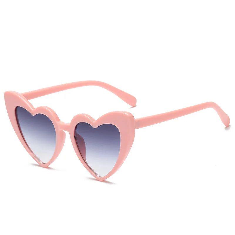 Heart-Shaped Cat Eye Sunglasses with Metal Hinge - Candy Color Fashion Glasses UV400 Protection - Lucid Fantasy 