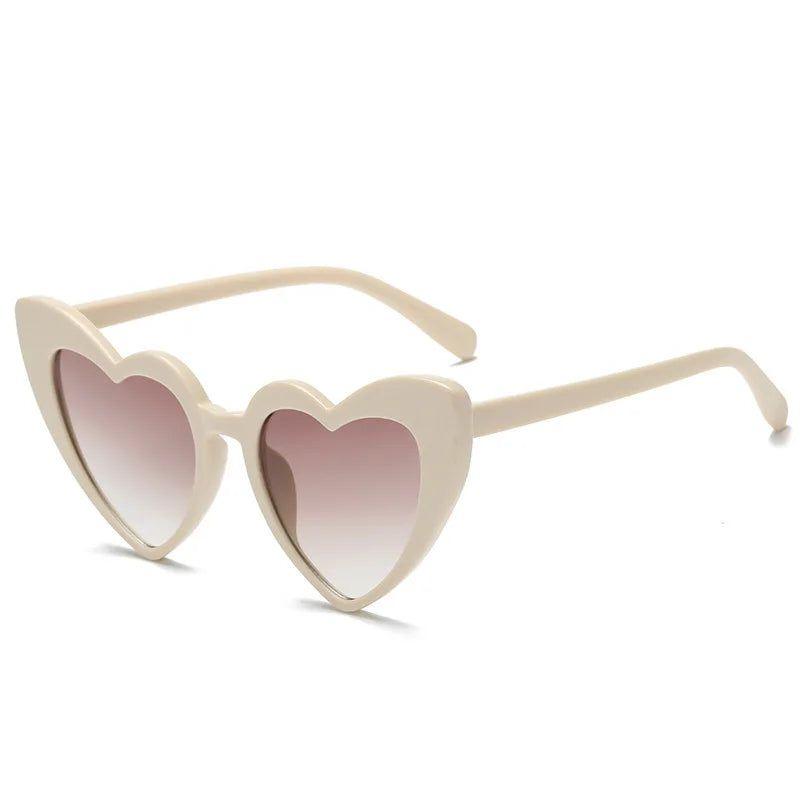 Heart-Shaped Cat Eye Sunglasses with Metal Hinge - Candy Color Fashion Glasses UV400 Protection - Lucid Fantasy 