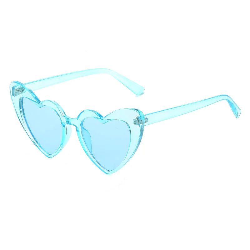 Heart-Shaped Cat Eye Sunglasses with Metal Hinge - Candy Color Fashion Glasses UV400 Protection - Lucid Fantasy 