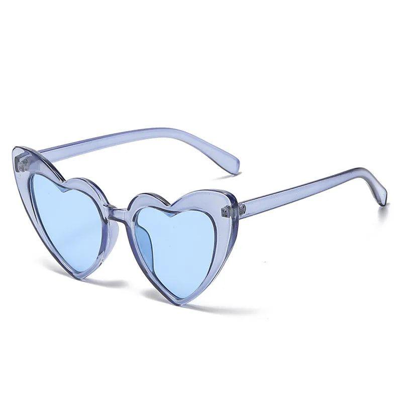 Heart-Shaped Cat Eye Sunglasses with Metal Hinge - Candy Color Fashion Glasses UV400 Protection - Lucid Fantasy 