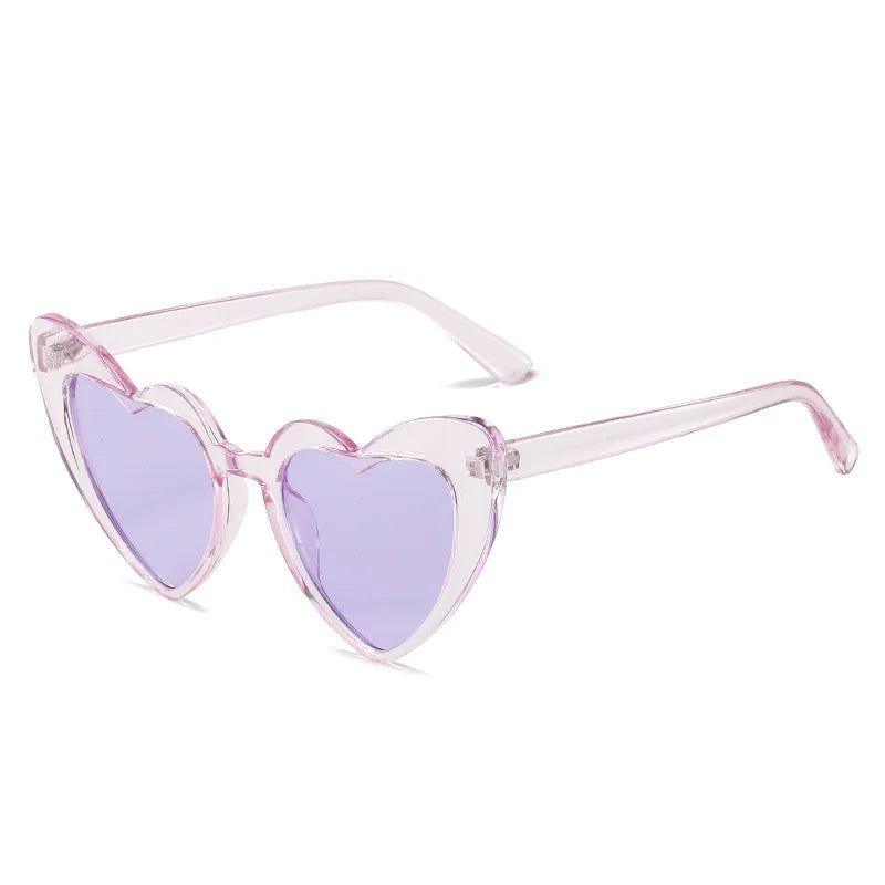 Heart-Shaped Cat Eye Sunglasses with Metal Hinge - Candy Color Fashion Glasses UV400 Protection - Lucid Fantasy 