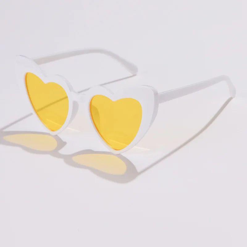 Heart-Shaped Cat Eye Sunglasses with Metal Hinge - Candy Color Fashion Glasses UV400 Protection - Lucid Fantasy 