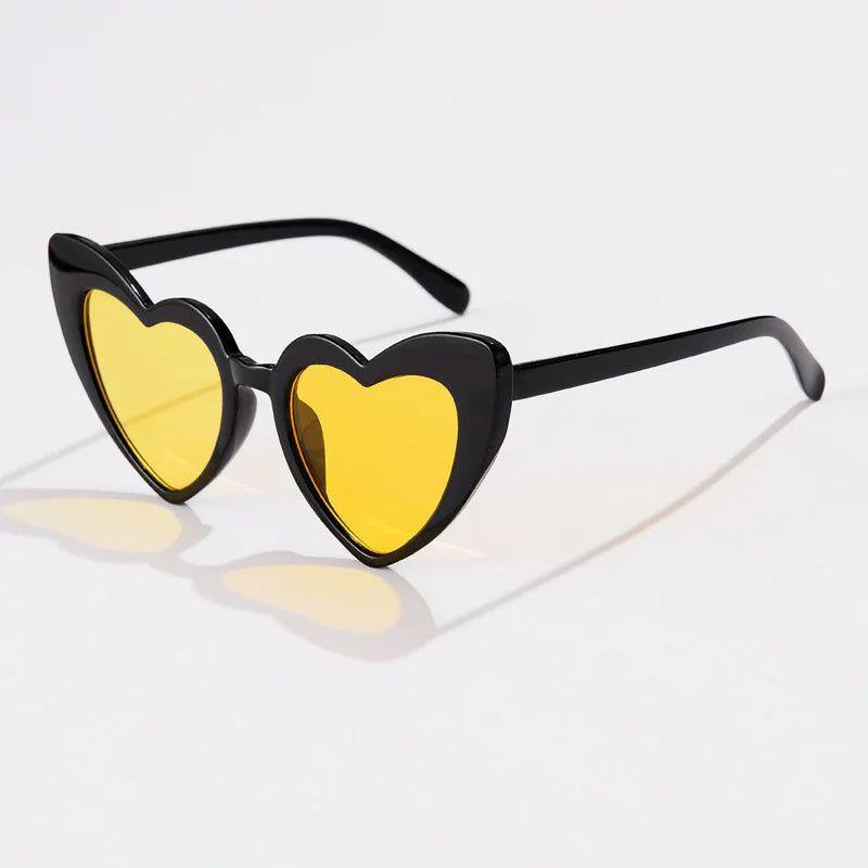 Heart-Shaped Cat Eye Sunglasses with Metal Hinge - Candy Color Fashion Glasses UV400 Protection - Lucid Fantasy 