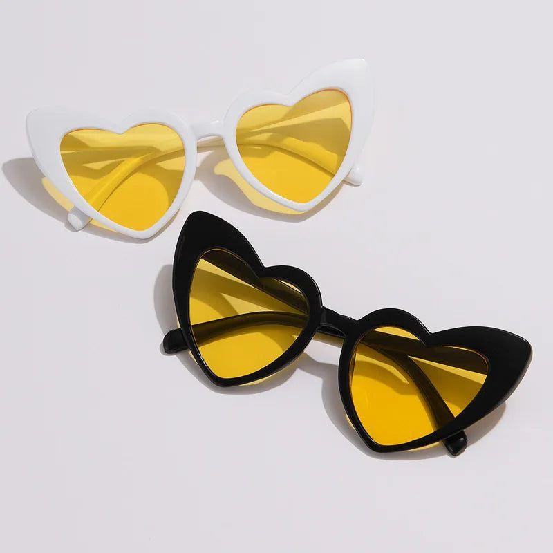 Heart-Shaped Cat Eye Sunglasses with Metal Hinge - Candy Color Fashion Glasses UV400 Protection - Lucid Fantasy 