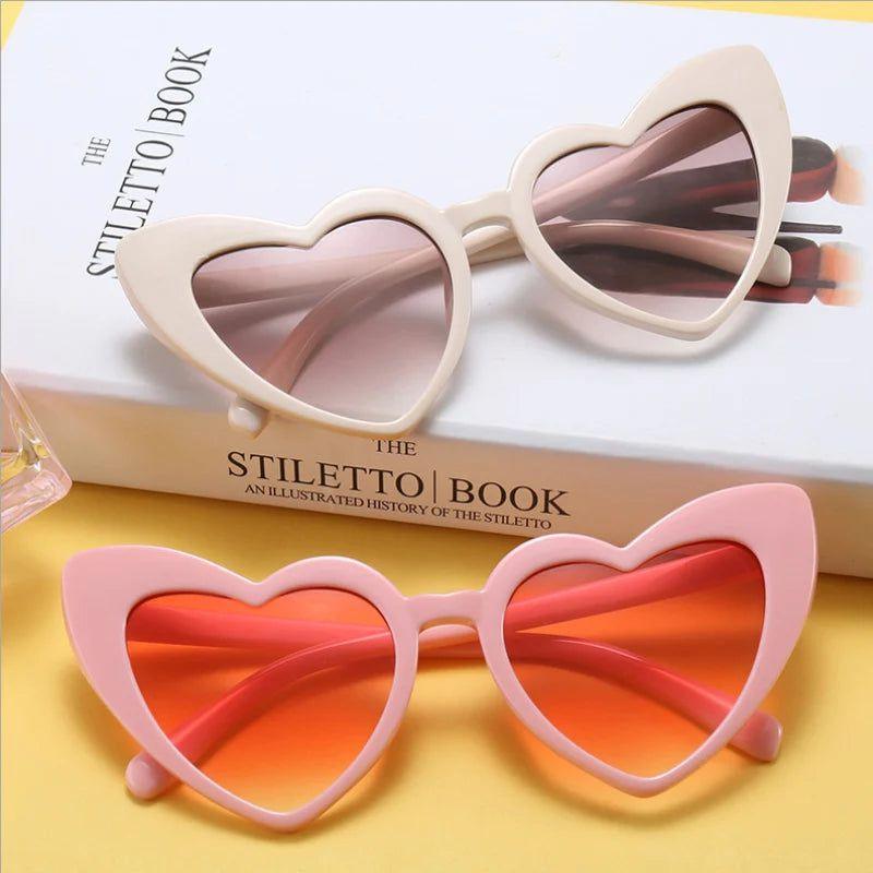 Heart-Shaped Cat Eye Sunglasses with Metal Hinge - Candy Color Fashion Glasses UV400 Protection - Lucid Fantasy 