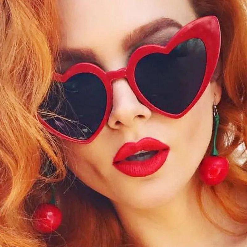 Heart-Shaped Cat Eye Sunglasses with Metal Hinge - Candy Color Fashion Glasses UV400 Protection - Lucid Fantasy 