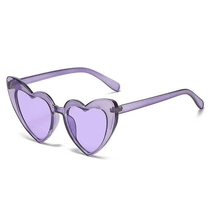 Heart-Shaped Cat Eye Sunglasses with Metal Hinge - Candy Color Fashion Glasses UV400 Protection - Lucid Fantasy 