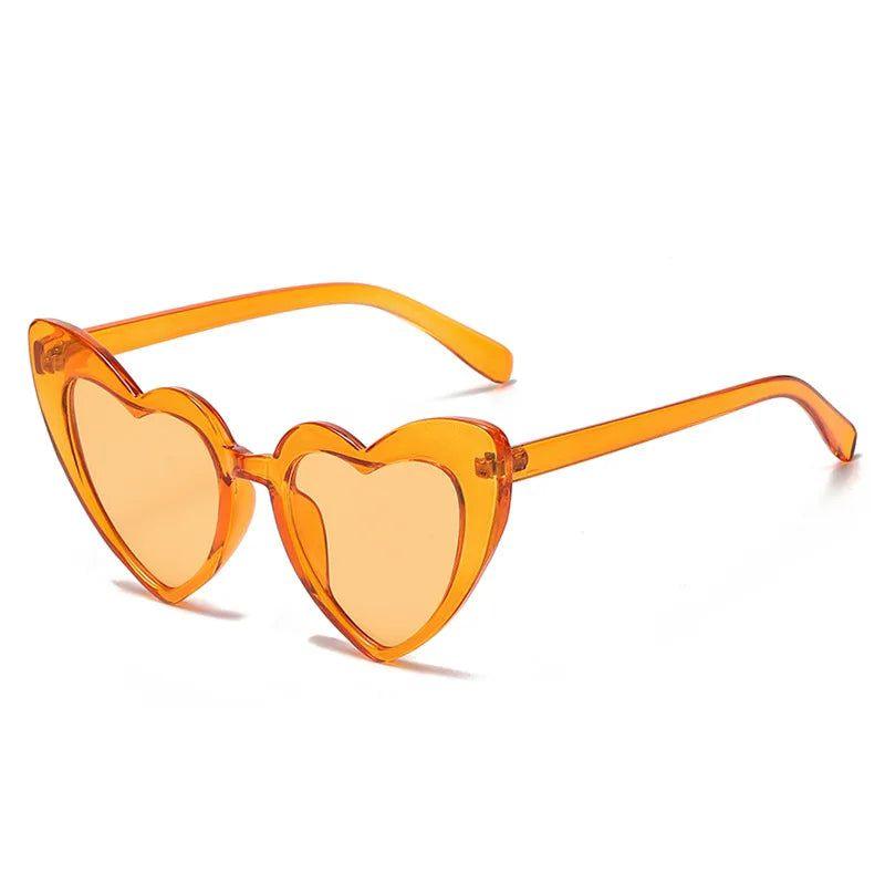 Heart-Shaped Cat Eye Sunglasses with Metal Hinge - Candy Color Fashion Glasses UV400 Protection - Lucid Fantasy 