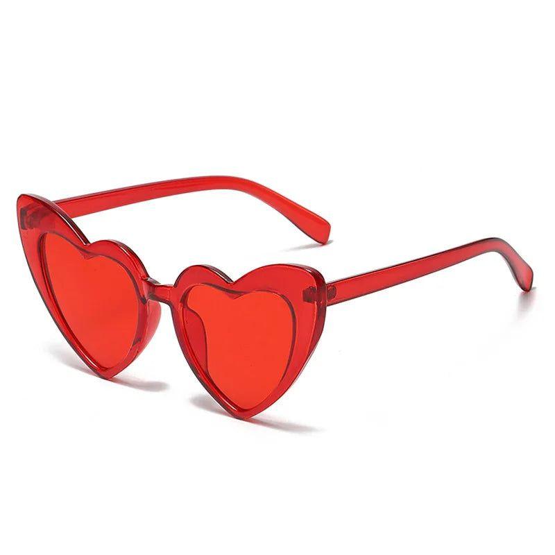 Heart-Shaped Cat Eye Sunglasses with Metal Hinge - Candy Color Fashion Glasses UV400 Protection - Lucid Fantasy 