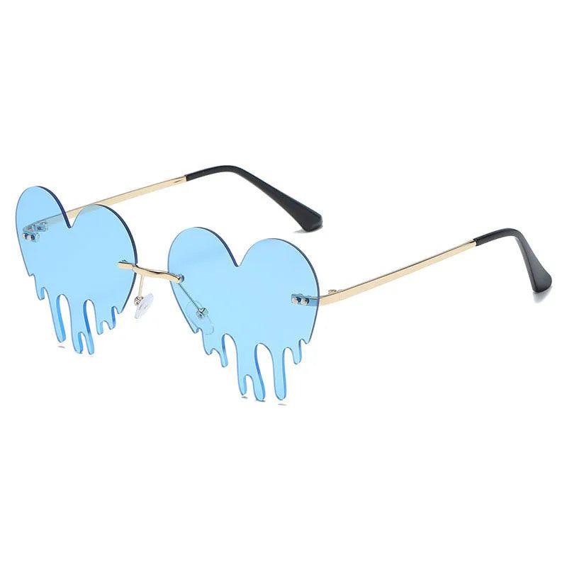 Heart-Shaped Drip Design Rimless Sunglasses with UV400 Protection - Lucid Fantasy 