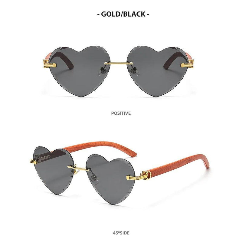 Heart-Shaped Rimless Vintage Sunglasses with UV400 Protection - Lucid Fantasy 