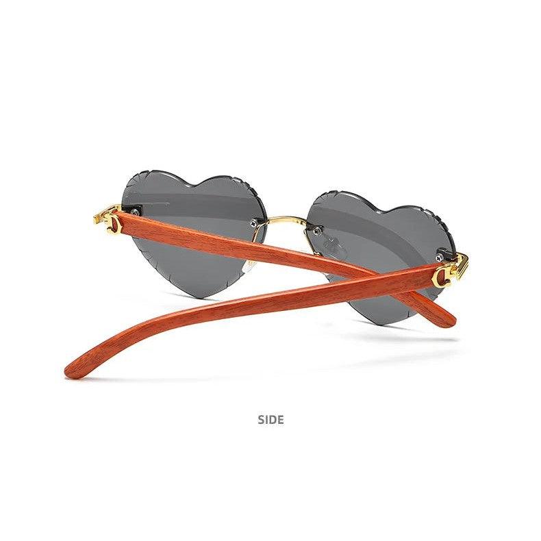 Heart-Shaped Rimless Vintage Sunglasses with UV400 Protection - Lucid Fantasy 