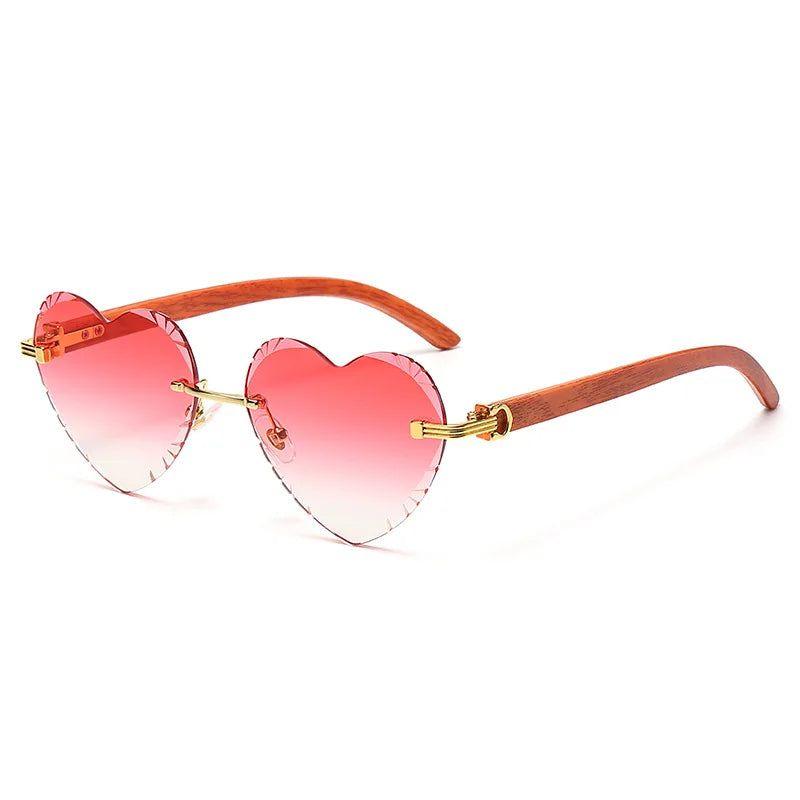 Heart-Shaped Rimless Vintage Sunglasses with UV400 Protection - Lucid Fantasy 