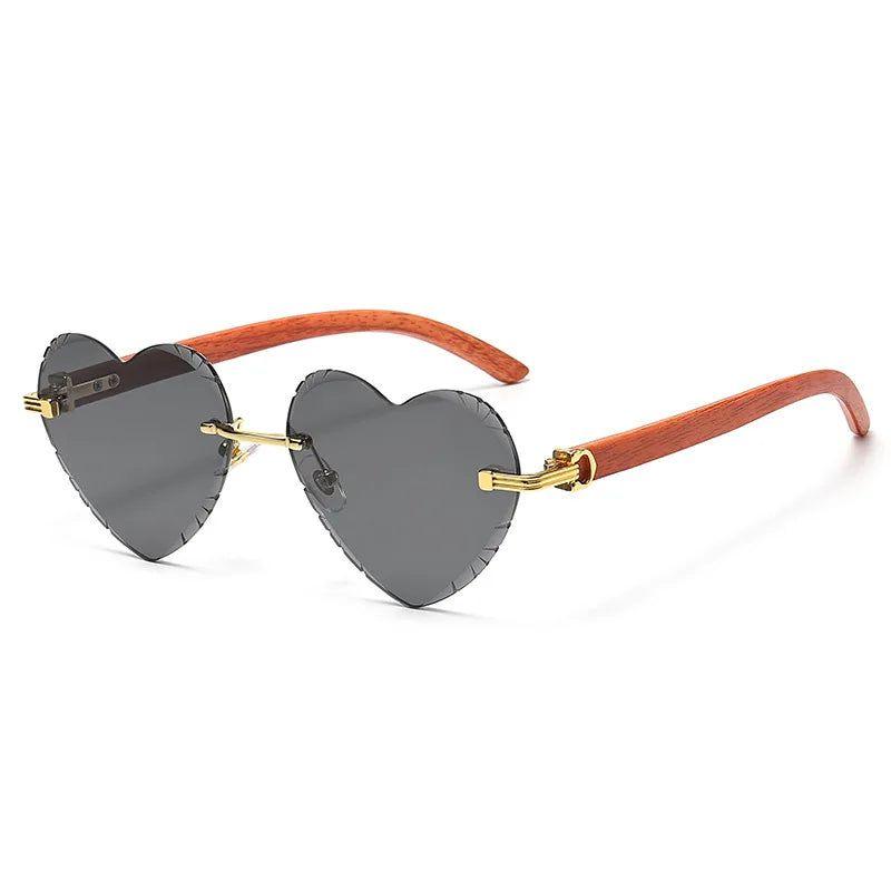 Heart-Shaped Rimless Vintage Sunglasses with UV400 Protection - Lucid Fantasy 