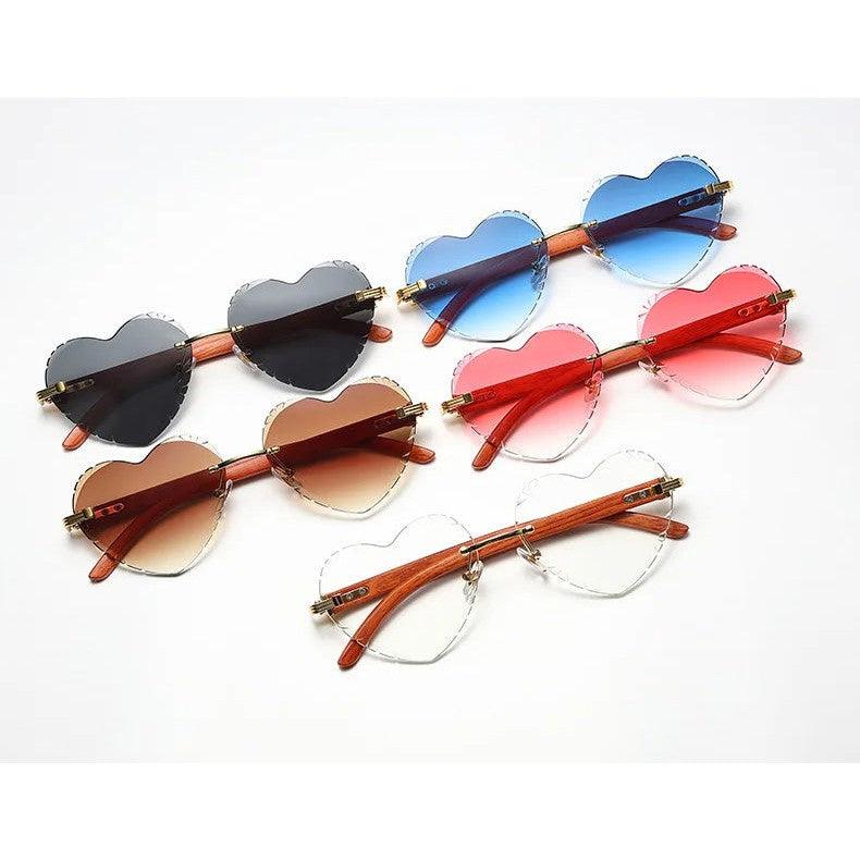 Heart-Shaped Rimless Vintage Sunglasses with UV400 Protection - Lucid Fantasy 