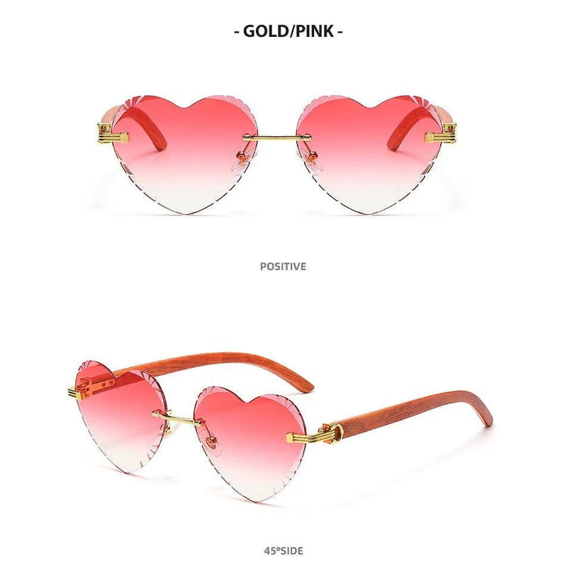 Heart-Shaped Rimless Vintage Sunglasses with UV400 Protection - Lucid Fantasy 