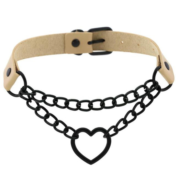 Heat Pendant Charm Black Chain Leather Choker Necklace