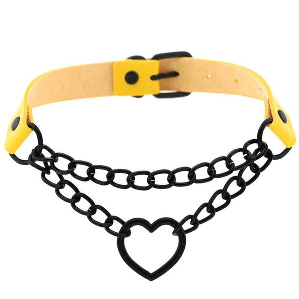 Heat Pendant Charm Black Chain Leather Choker Necklace