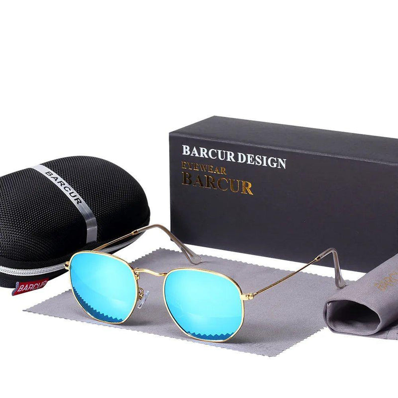 Hexagonal Anti-Glare Sunglasses for Men with UV400 Protection and Stainless Steel Frame by Barcur - Lucid Fantasy 