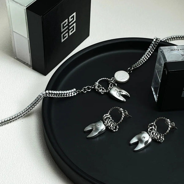 High Quality Fashion Jewelry Goth Tooth Necklaces Fashion Jewelry Shell Necklace Stainless Steel Choker Collar-Lucid Fantasy