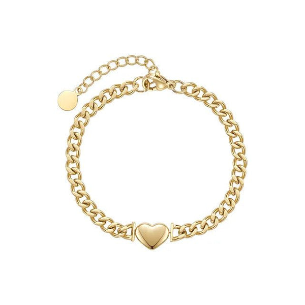 High Quality Fashion Jewelry Heart Bracelet Stainless Steel Fashion Jewelry Gold Color-Lucid Fantasy