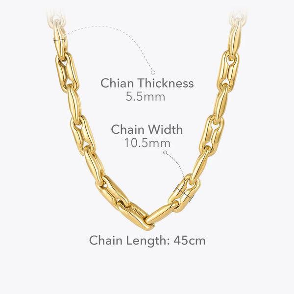 High Quality Fashion Jewelry Heavy Chain Chunky Necklace Fashion Jewelry Stainless Steel Gold Color-Lucid Fantasy