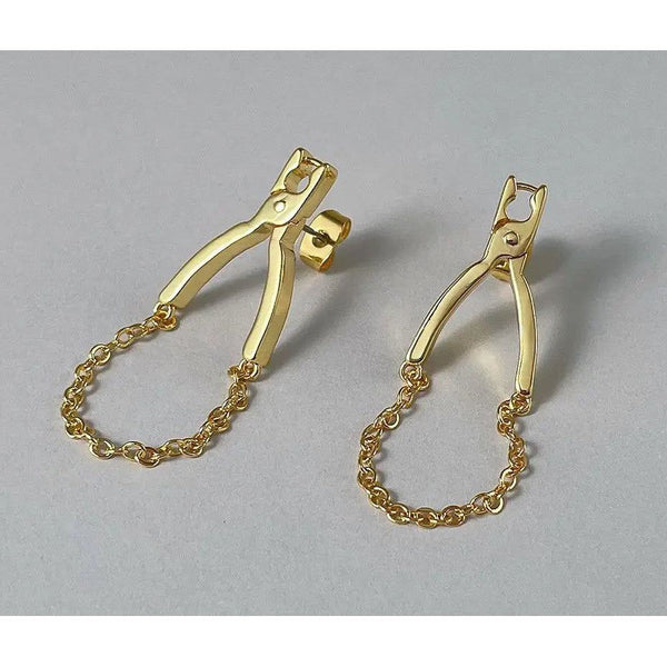 High Quality Fashion Jewelry Hip Hop Pliers Earrings Gold Color Fashion Jewelry-Lucid Fantasy