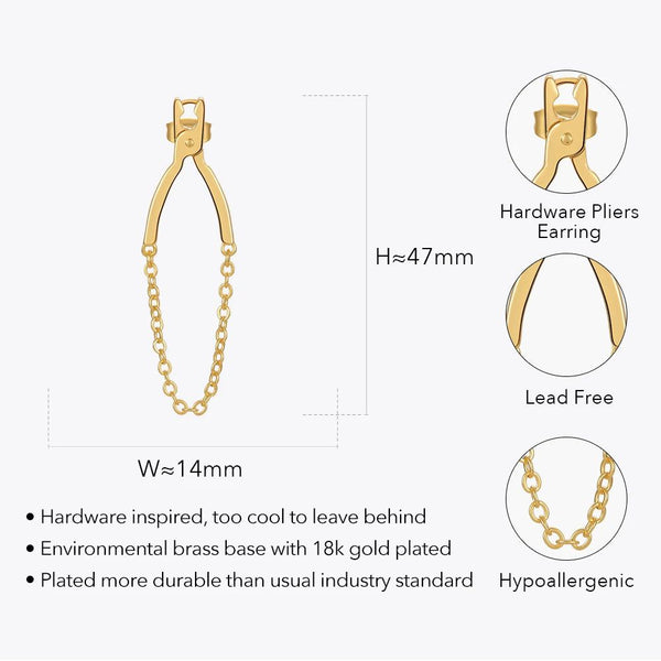 High Quality Fashion Jewelry Hip Hop Pliers Earrings Gold Color Fashion Jewelry-Lucid Fantasy