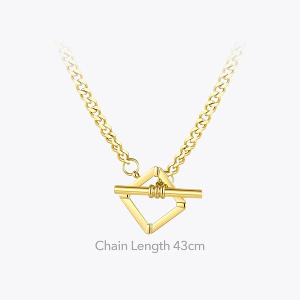 High Quality Fashion Jewelry Hollow Square Bar Interlock Pendant Necklaces Stainless Steel Gold Color Choker Necklace Fashion Jewelry-Lucid Fantasy
