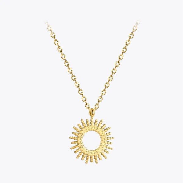 High Quality Fashion Jewelry Hollow Sun Flower Pendant Necklace Stainless Steel Fashion Jewelry Necklaces-Lucid Fantasy